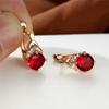 Luxury Female Crystal Stone Earrings Charm Gold Color Birthstone Earrings Classic Round Red Zircon Hoop Earrings For Women Party