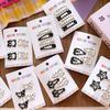 Minimalist Black White Polka Dot Geometric Hair Clip Retro Fabric Water Droplet BB Edge Bangs Clip Fashionable Accessory