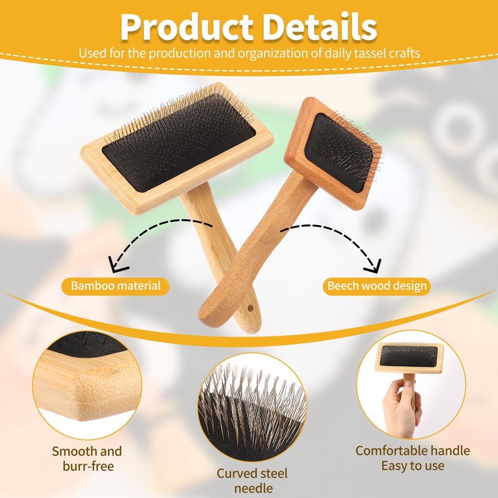 2Pcs Wool Carders Wood Carding Brushes Versatile Needle Felting Brush with Wood Handle Dog Comb for Needle Felting Wool