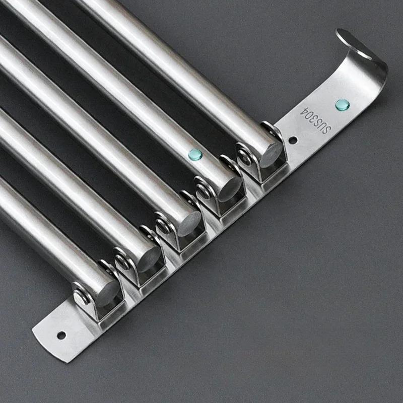 Wall Mounted Rotatable Towel Holder Stainless Steel Towel Rack Space Saving Bathroom Kitchen Shower Room Storage Organizer