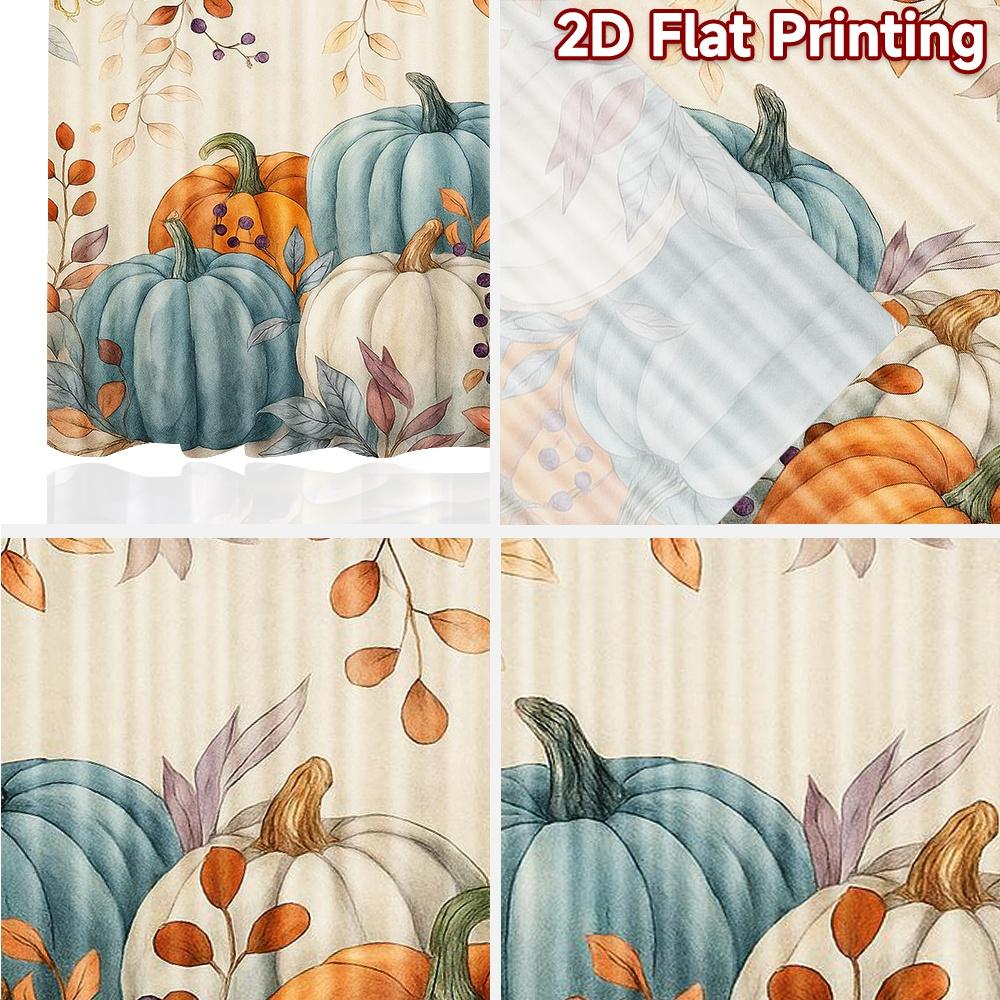 2pcs, 2D FLAT PRINTING Curtains (Without Rod) Autumn Abundance Halloween Festival Creative Curtains Machine Washable Fabric