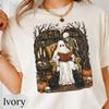 Vintage Halloween Ghost Reading and Kids Tshirt, Skeleton Library Graphic Tee