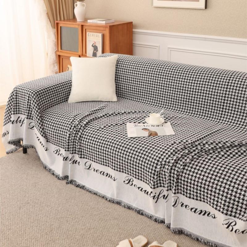 Modern Houndstooth Sofa Cover Mat Throw Blanket Living Room Three Seats Sofa Position Throw Camping Picnic Blanket