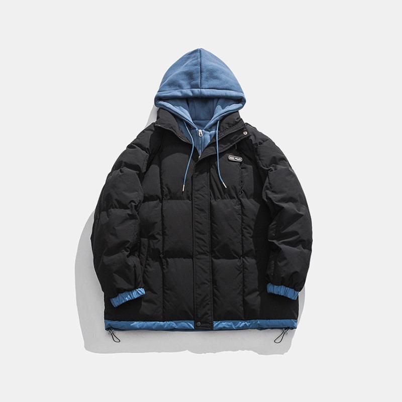 Padded jacket men's autumn and winter piled thickened trendy brand youth padded jacket high school students fake two padded jacket