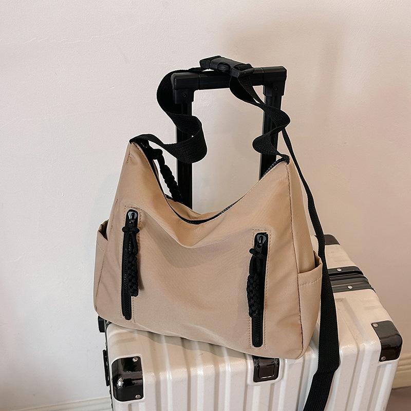 

Нейлоновая наплечная сумка модная большая вместительная повседневная сумка-тоут для студентов колледжа с широким плечевым ремнем сумка-мессенджер one size fits all хаки