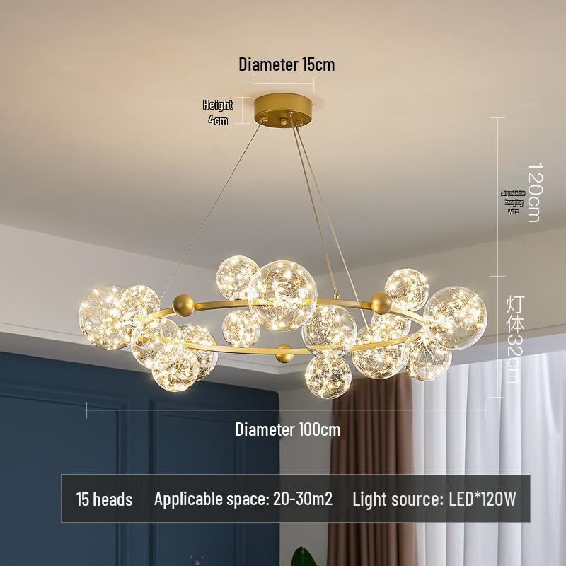 Nordic Starry Sky Modern Chandelier: Magic Bean Bubble Light for Living Room and Bedroom