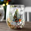 300ml Christmas Tree Pattern Movable Sequin Christmas Cup High Temperature Resistant Clear Double Wall Insulated