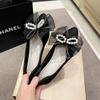 Fashion Ladies' versatile temperament pointed bow flat shoes Spring summer new fashionable elegant comfortable dress flat shoes