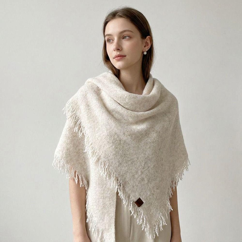 Windproof Knitted Scarf Wool Tassels Scarves Elegant Large Wraps Women