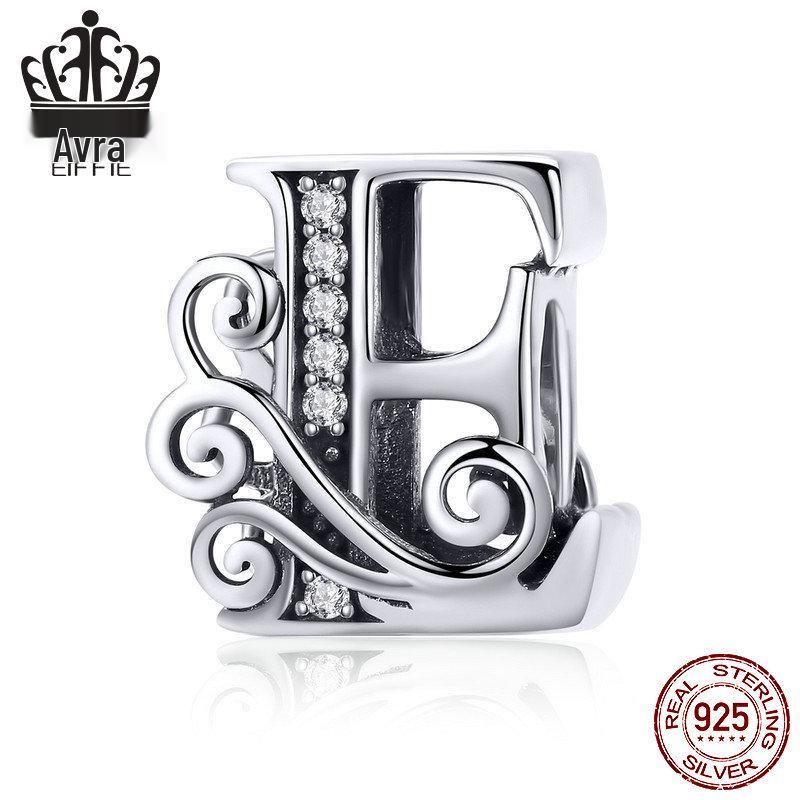 Avle 925 Sterling Silver English Letter Beaded Bracelet Beads