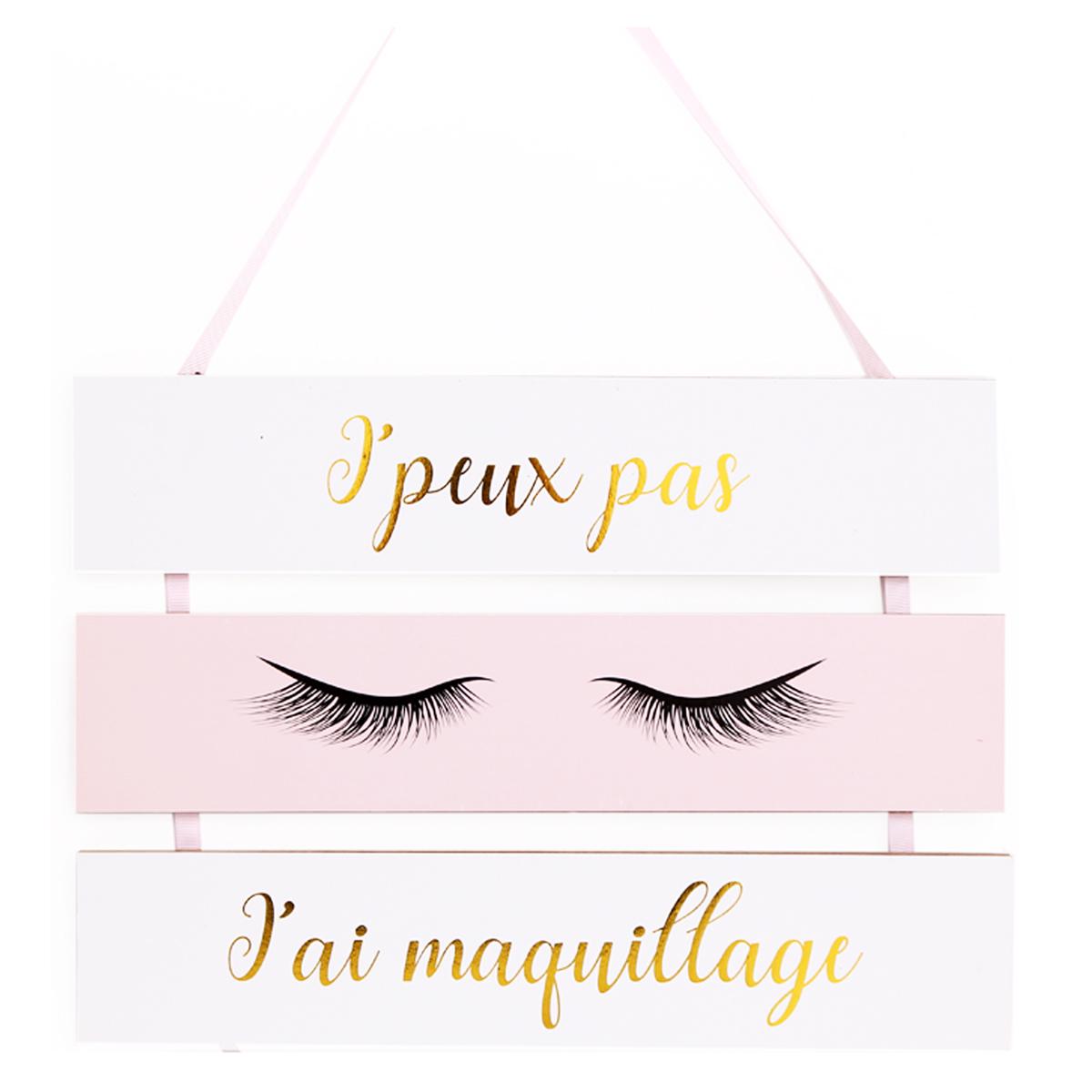 

Les Trésors De Lily [R0930] - Тройная деревянная табличка Diva - Sleeping Eyes розово-белая (не могу - у меня макияж) - 46x37 см