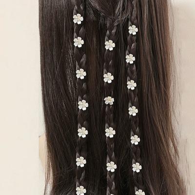 10Pcs White Flowers Braided Hair Buckles Pearl Hairpins Petal Mini Hair Clips Shell Flower Zircon Bride Hair Accessories Girls