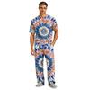 Men's Short Sleeve Pajama Set with Button Fly and Elastic Drawstring Waist for Comfortable