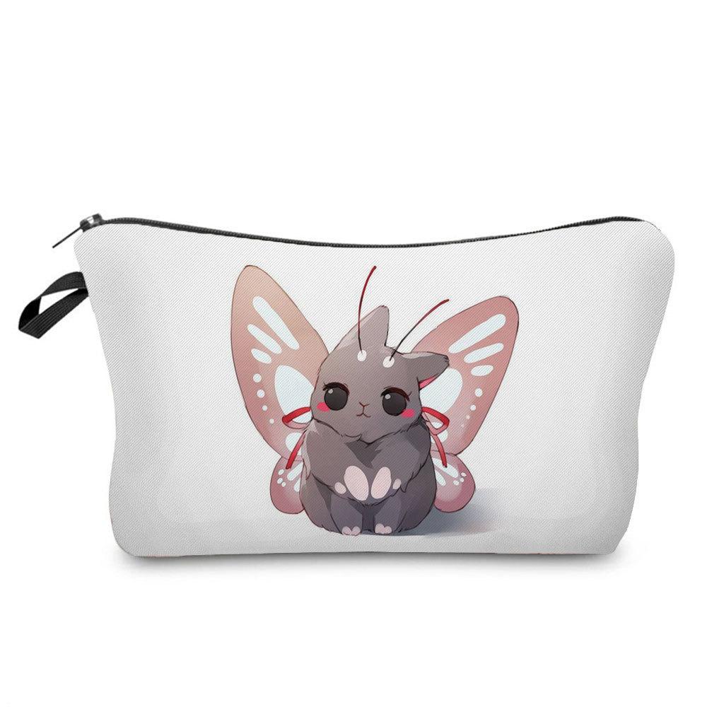 Women Rabbit Print Cosmetic Bag Toiletries Organize Travel Storage Case  6412 KTB