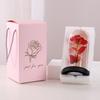 Glass Cover Rose Immortality Flower with Lamp Qixi Valentine's Day Gift Creative Decoration Decorations