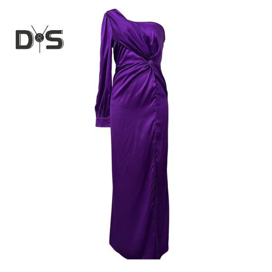 

Женское вечернее платье на одно плечо без рукавов с разрезом по низу, однотонное, с заниженной талией, плиссированное, однотонное, с открытыми плечами, коктейльное, вечернее, макси-платье, бальное платье M фиолетовый