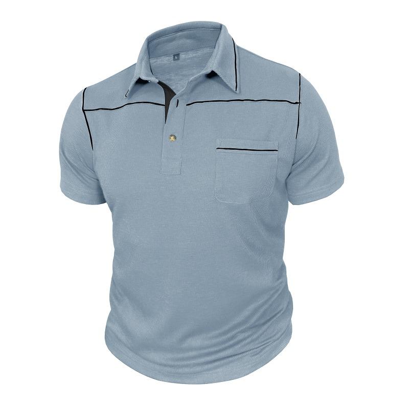 Mens Plus Size Fashion Turn Down Collar Short Sleeve Pocket Polo Shirt