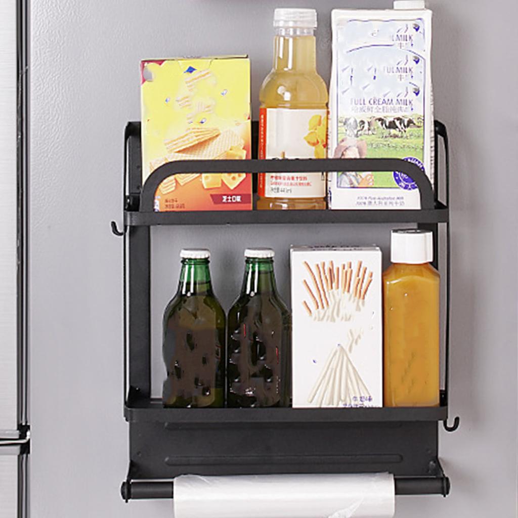 Refrigerator Magnetic Storage Shelf Organizer Strong Magnetic Spice Rack for Refrigerator B Style Double Layer