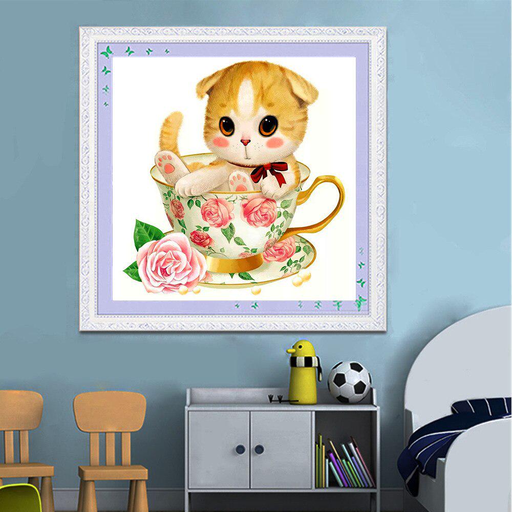 5D Diamond Embroidery Cartoon Cat Diamond Painting Animal Picture Of Rhinestones