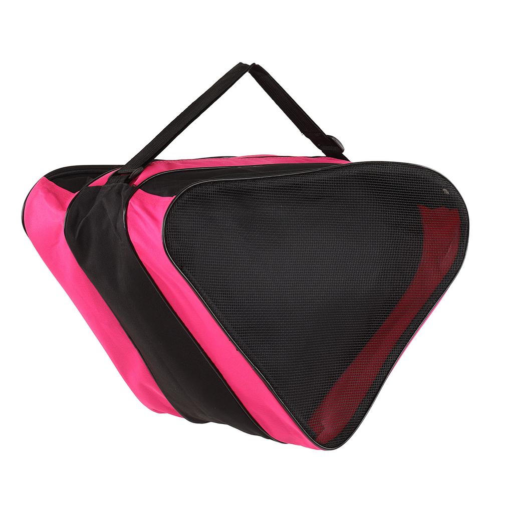 Skates Bag Thickened 3 Layers Triangle Waterproof Roller Skates Bag with Adjustable Strap for Outdoors Pink