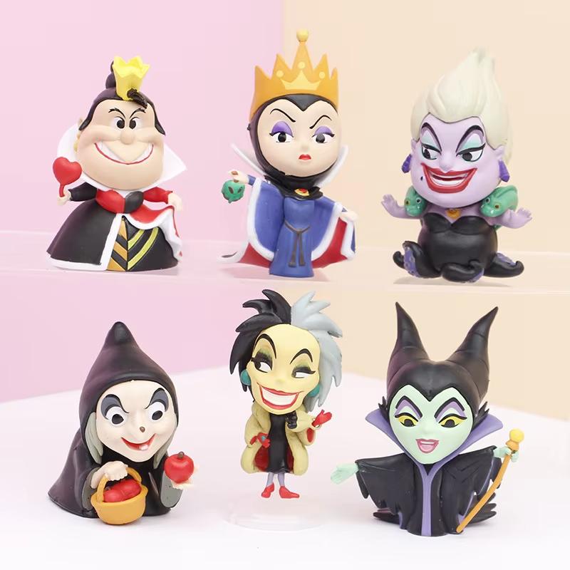 MINISO 6pcs/Set Anime Villain Figure Queen Cruella Maleficent Evil Witch Action Figure Collection Model Doll Toys Kids Birthday Gift