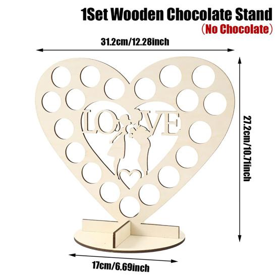 Yousheng Wooden Chocolate Display Rack Heart Shaped Chocolate Stand Romantic Tabletop Decor for Weddings Parties Events