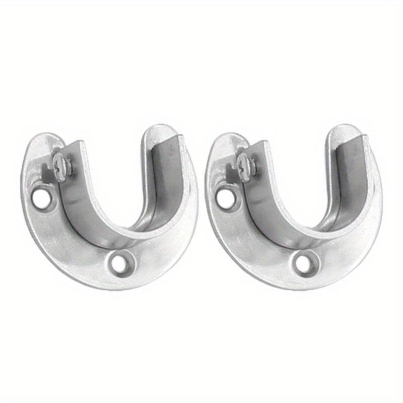 2pcs Closet Rod Holder Socket Flange Rod Holder U Shape Closet Rod Bracket Black 25mm Wardrobe Rail End Supports Curtain Rail Holder