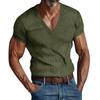 Vintage Summer Men's T-Shirt Streetwear 3 Buttons Open Fly Loose Clothing Print Short Sleeve T-Shirt