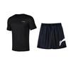 Li Ning Solid Color Round Neck Pullover Short Sleeve T-Shirt Simple Comfortable Versatile Breathable Shorts Casual Sports Suit YTSU145-2+YKSV197-2