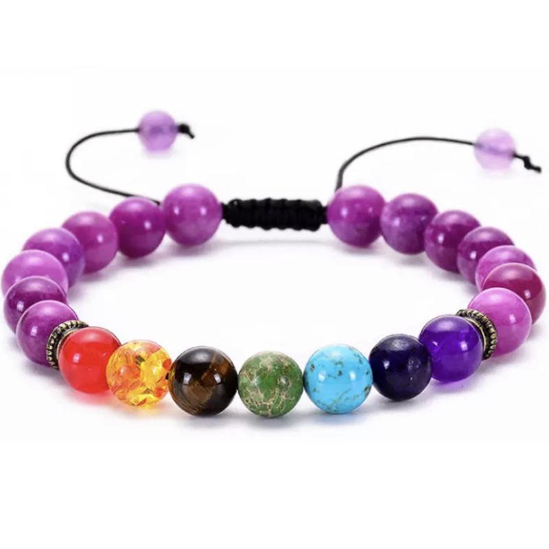 Multicolor Alloy & Volcanic Stone Yoga Bracelet with Turquoise & Tiger Eye Beads