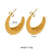 18K Gold Titanium Steel Ram Horn Heart C-Shape Earrings - Fashionable European & American Hollow Ear Studs