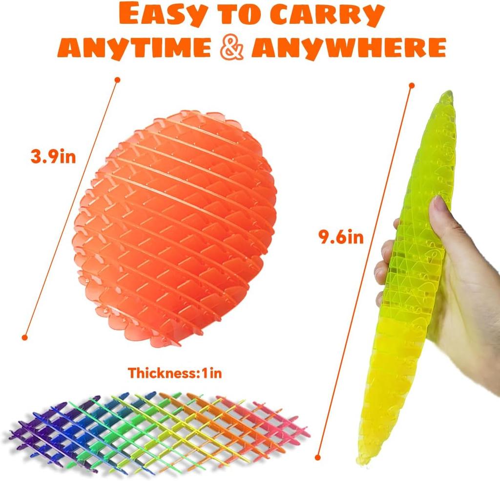 Mini Fidget Worm Toy Elastic Mesh Sensory Toy Stress Anxiety Relief Decompression Fidget Toys Portable Telescopic Slug
