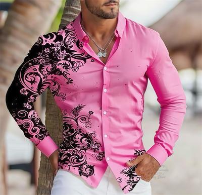 Camicie da Uomo Alta Qualità Manica Lunga Camicie Eleganti, Tendenza Streetwear Outdoor Colletto Bottone Camicie Eleganti, Stile Fashion Designer