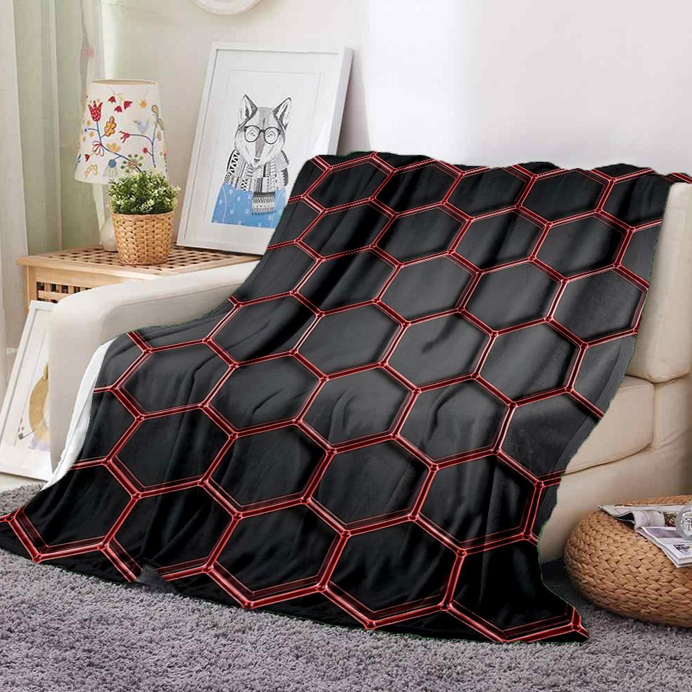 Hexagon Flannel Blanket Throw Blanket Soft Warm Sofa Bed Camping home Decor Unique Christmas Gift C92680