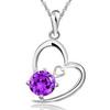 Heart Necklace with Amethyst Pendant - Korean Style Gift for Women