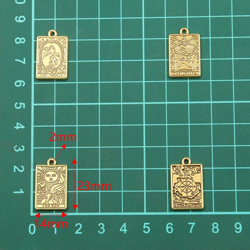 Zinc Alloy Tarot Card Pendant, 6 Styles 14x23mm, Popular In Trendy Jewelry.