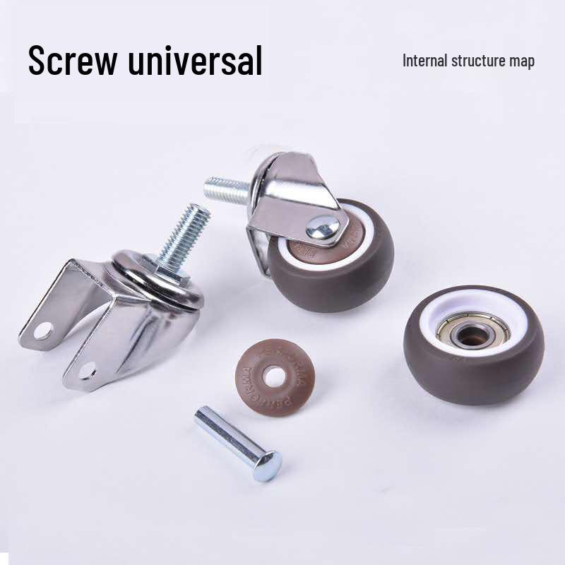 Rueda giratoria de goma universal con freno y rodamiento silencioso - Rosca M6/M8/M10/M12, Rodillo blando