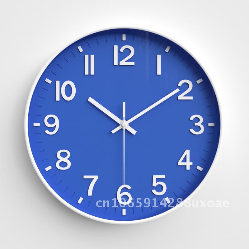 Living room clock, modern minimalist home clock, bedroom silent wall clock, circular quartz clock 30cm синий