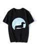 Moon Dachshund Lover T Shirt For Unisex Wounisex O-Neck Short Sleeve Wiener Dog Tee Tops Clothing Gift Streetwear Graphic T Shirts