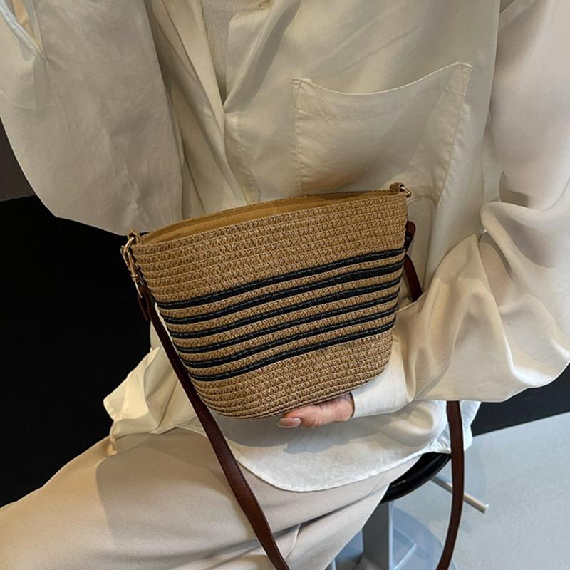 Fashion Summer Straw Crossbody Bag Beach Holiday Shopping Woven Shoulder Handbag Messenger Purses For Women Bags