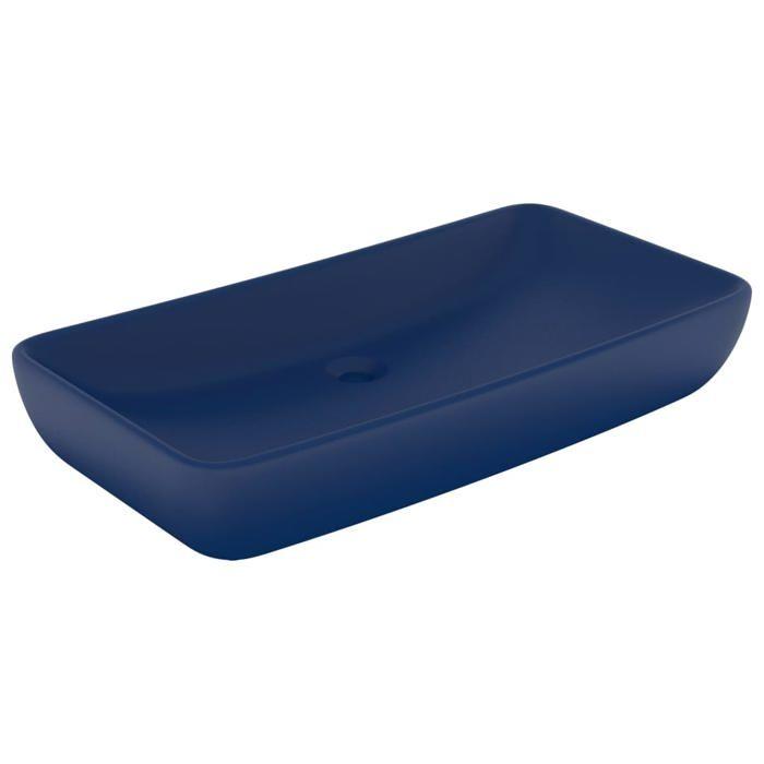 VidaXL Lavabo de Luxe Rectangulaire Vasque à Poser de Toilette Lave-mains de Salle de Bain Salle Cosmétique Maison Bleu 146957