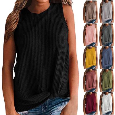 Women's Fashion Solid Colour Casual Round Neck Sleeveless T-Shirt Vest Tops