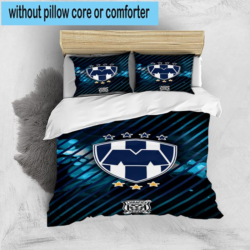 3pcs Monter-rey Football Crest Art Printed Bedding Set Duvet Cover Closure Includes 1 Duvet Cover & 2 Pillowcases Bedding Sets Home Decor Gifts