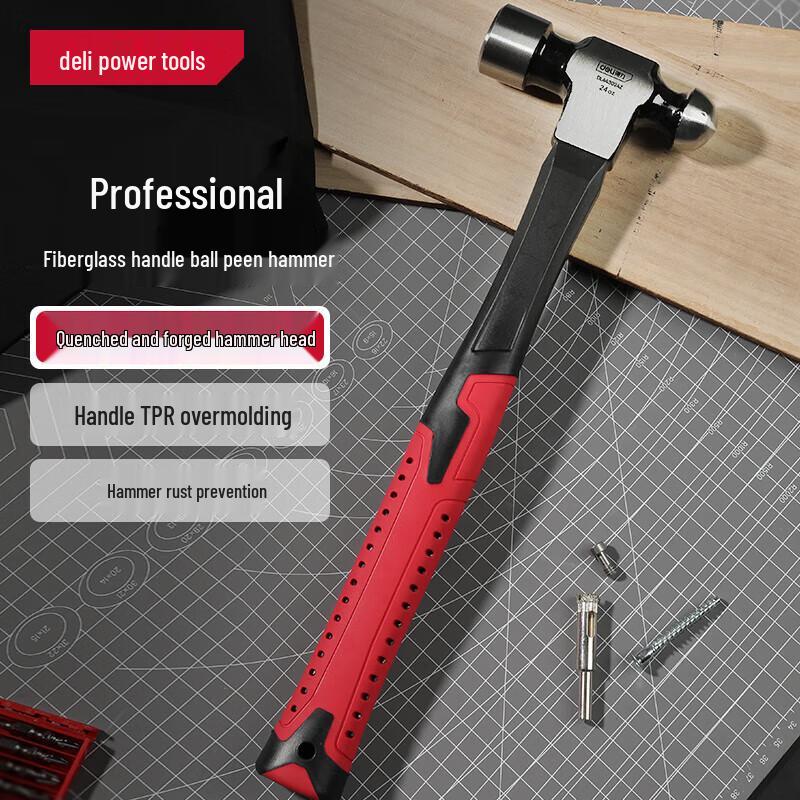 Deli Professional Fiber Handle Round Head Hammer 24oz