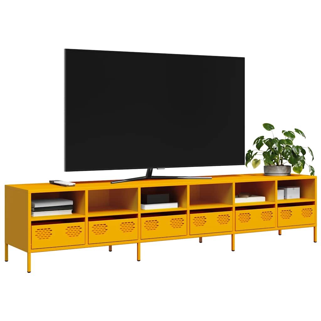 TV Stand Mustard Yellow 202 x 39 x 43.5 cm Cold Rolled Steel