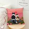 Fashion Cute Kitten Kawaii Cat Flower Cushion Cover Soft Pillow Case for Sofa Living Room Home Office Decor Protective Covers