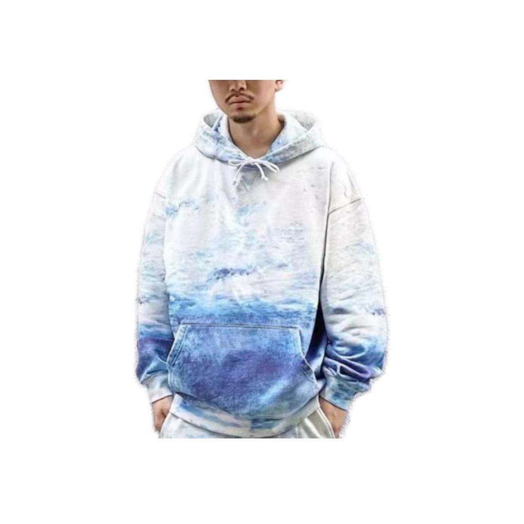 Kith Printed Hoodie Long Sleeve Men Tops Blue KHM030346-424