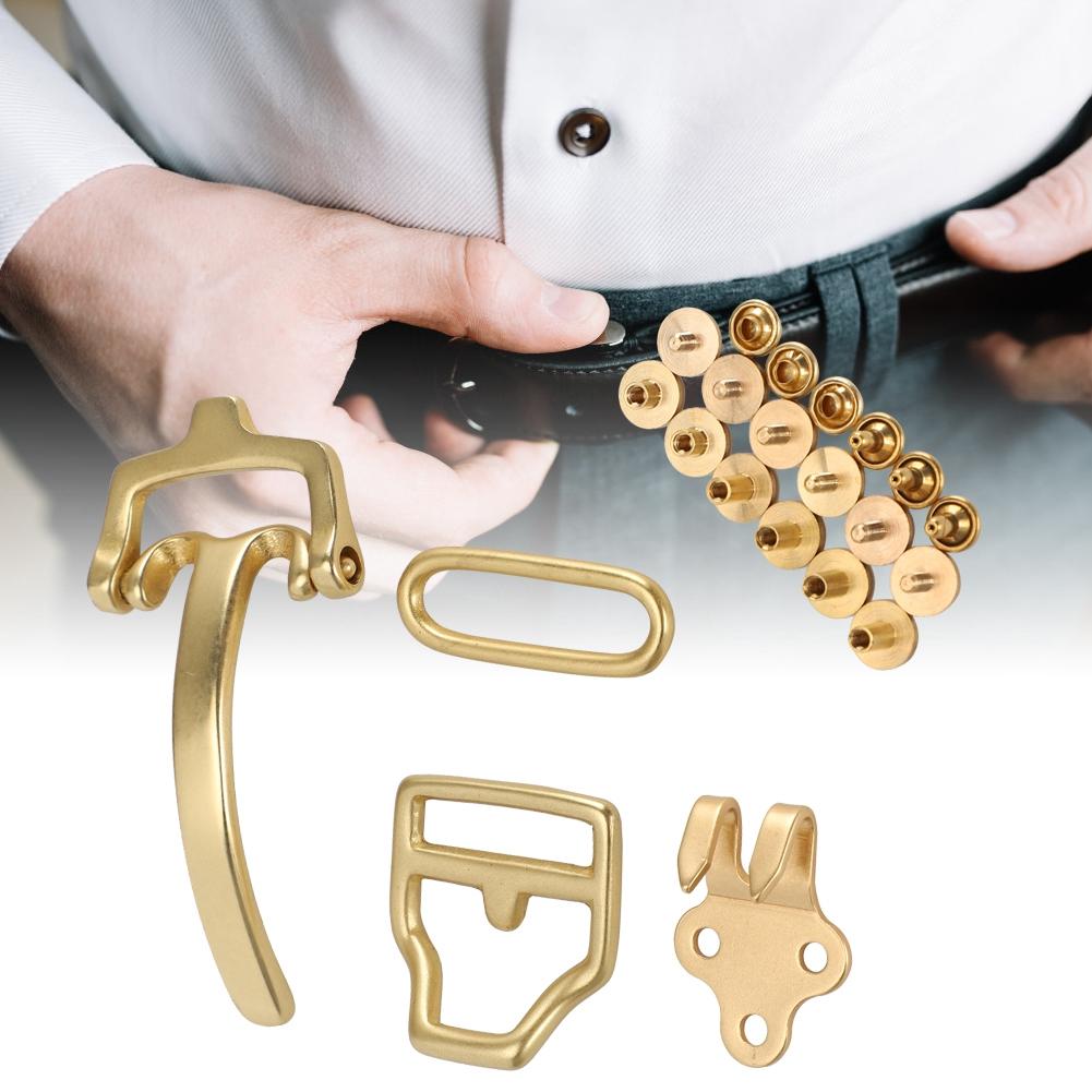 Pure Brass Belt Buckle Environmental Protection D shaped Buckle Set for Wasit Belt Accessories