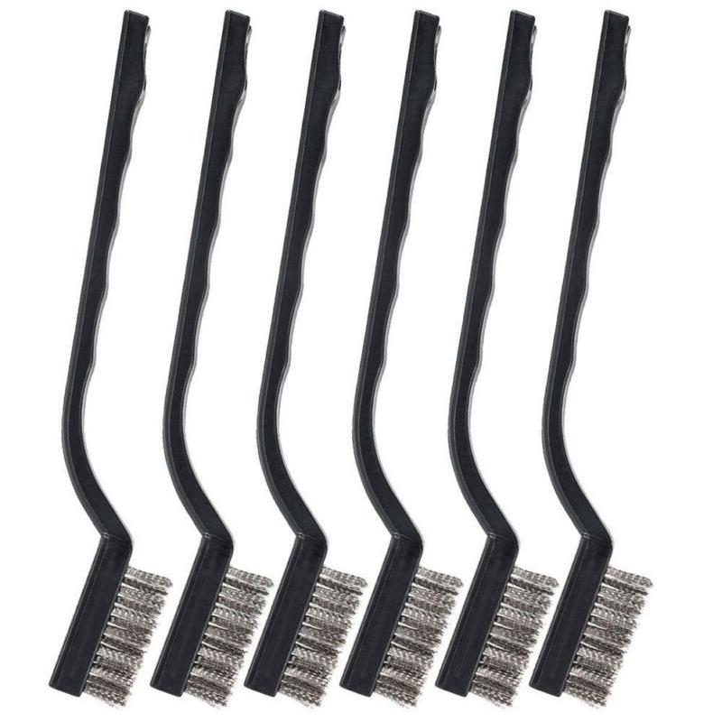 6pc set Small Wire Brushes Cleaning Brushes For Mechanical Part Derusting Remove Paint Accessories 17cmx1cm Stainless Steel Wire