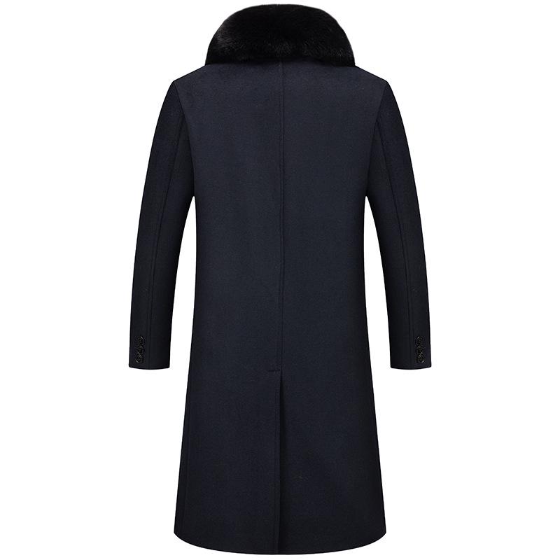 Men's Autumn & Winter Long Wool Business Coat with Velvet Lining – Thickened for Cold Protection